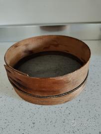 Antico setaccio artigianale legno e rete anni '40