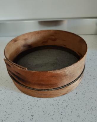 Antico setaccio artigianale legno e rete anni '40
