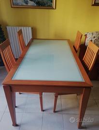 tavolo ciliegio e vetro + 4 sedie 