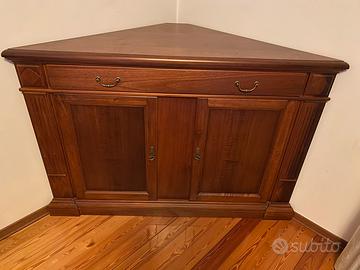 Mobile ad angolo in legno massello di noce