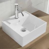 Lavabo in ceramica bianca, forma quadrata 40x40x15