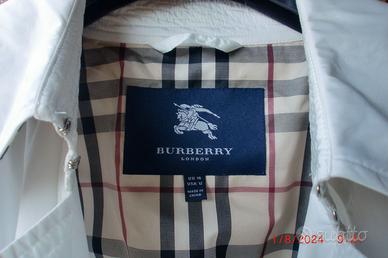 Trench Burberry originale, nylon, bianco, tg M