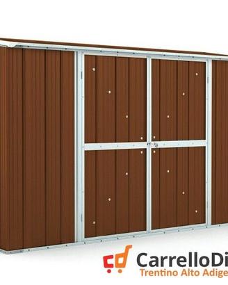Casetta in lamiera esterno 307x100cm legno scuro