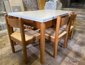 TAVOLO ALLUNGABILE e SEDIE IN PAGLIA VERA