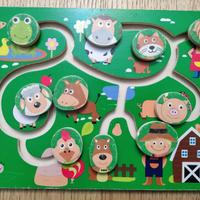 Gioco in legno per motricità fine fattoria