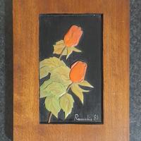 Quadro legno intagliato rose