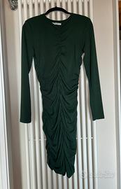 Vestito a costine arricciato a maniche lunghe - TU