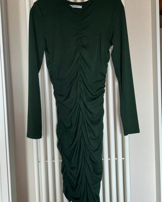 Vestito a costine arricciato a maniche lunghe - TU