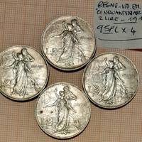 NUMISMATICA: 4 x 2 lire del Cinquantenario 1911