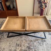 Tavolino basso in legno e ferro