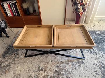 Tavolino basso in legno e ferro