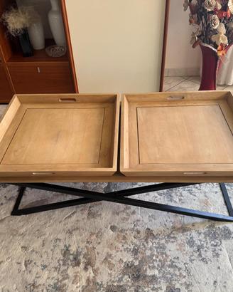 Tavolino basso in legno e ferro