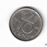 Moneta, Olanda, 10 cents, Regina Giuliana, 1951