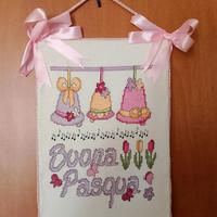 Fuoriporta Pasqua ricamato a mano punto croce 