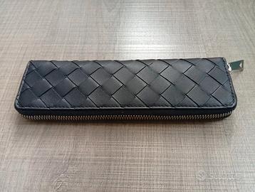 Astuccio portapenne intrecciato blu Bottega Veneta