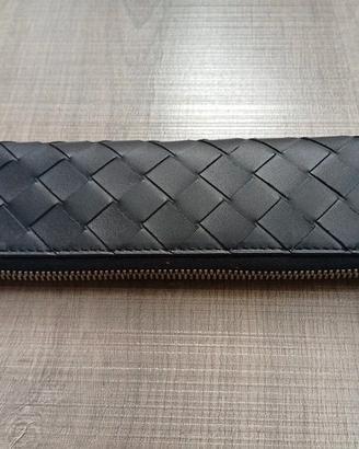 Astuccio portapenne intrecciato blu Bottega Veneta