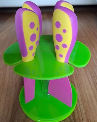 Set 4 coltelli formaggio ceppo girevole Brandani