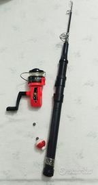 Canna da pesca con mulinello rotto