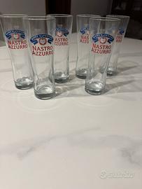 6 bicchieri da birra nastro azzzurro