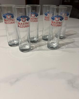 6 bicchieri da birra nastro azzzurro