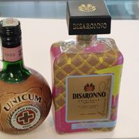 Lotto 2 Bottiglie da collezione DiSaronno e Unicum