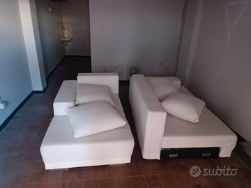Divano in eco pelle bianca che diventa letto