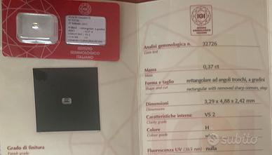 Diamante certificato Nat 0.37 ct H/VS2 Rectangular