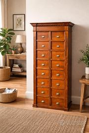 Cassettiera vintage in legno massello