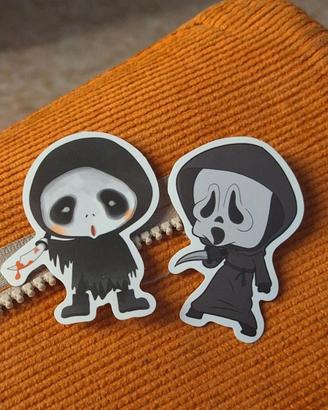Coppia adesivi Ghostface/Horror stile Chibi Kawaii