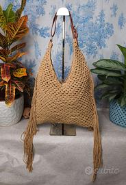 Borsa hobo crochet frange tracolla ~ Nuova