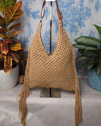 Borsa hobo crochet frange tracolla ~ Nuova