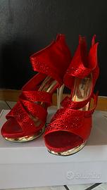 Sandali rossi con strass