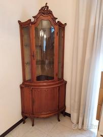 angoliera vetrina legno cristalliera