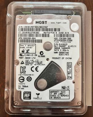 Hard Disk Interno HGST 500GB Slim (2.5")