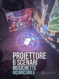 Proiettore rotante con musichette 6 scenari Nuovo