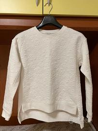 Felpa Bianca Fiori / Rose Taglia 11-12 Anni