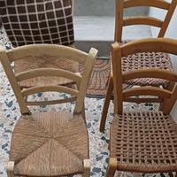 Sedie in legno impagliate anni 30