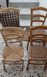 Sedie in legno impagliate anni 30