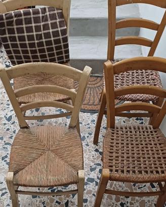 Sedie in legno impagliate anni 30