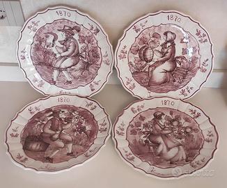 Set 4 Piatti Antichi "Le Quattro Stagioni" 1870