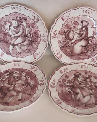 Set 4 Piatti Antichi "Le Quattro Stagioni" 1870