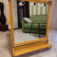 Gervasoni, specchio in bambù e cuoio con ripiano 