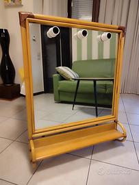 Gervasoni, specchio in bambù e cuoio con ripiano 