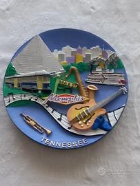 Piatto souvenir in rilievo 3D Memphis Vintage