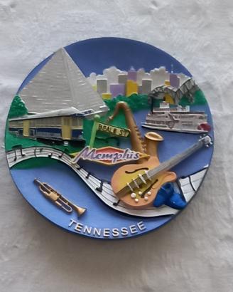 Piatto souvenir in rilievo 3D Memphis Vintage