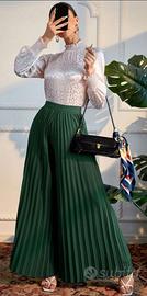 Nuovo.Pantalone a palazzo, pieghettato tg M/L