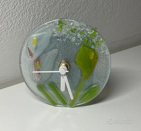 Orologio da tavolo in vetro lavorato