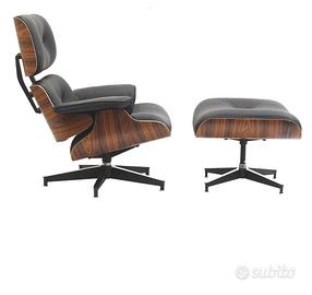 Poltrona lounge chair eames + pouf Made in Italy