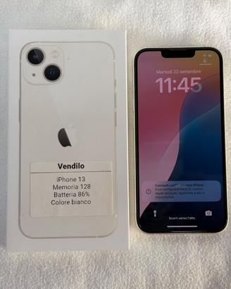 iPhone 13 128GB Bianco Galassia batt 86%