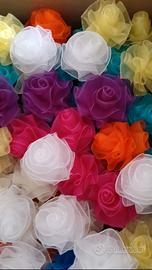 fiori in organza fatti a mano colorati